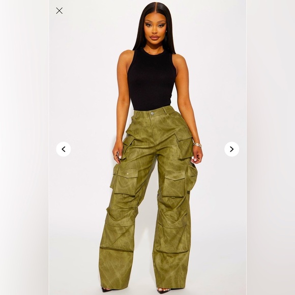 Fashion Nova Green Wide Leg Pants​​ - Picture 1 of 5
